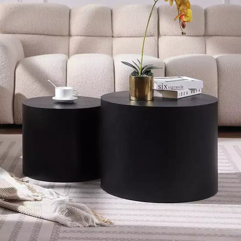 Ensemble de 2 tables basses rondes, aucun assemblage requis, pour salon, bureau, chambre