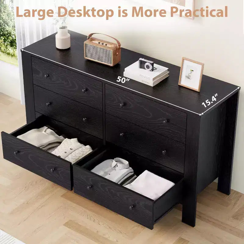 Commode à 6 tiroirs pour chambre à coucher, Organiseur de commode large et moderne avec tiroirs de rangement, Commode en bois pour salon, entrée, bureau à domicile
