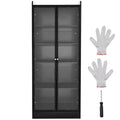 VEVOR Display Cabinet with Doors, 67 in Tall Lighted Display Case with 2 Adjustable Shelves, 5-Tier Curio Collectibles Storage Cabinet, Black