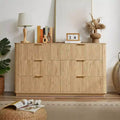 6 Drawer Dresser for Bedroom, 55 Wide Chest of Drawers with Gold Handles, Fluted Closet Drawer TV Stand