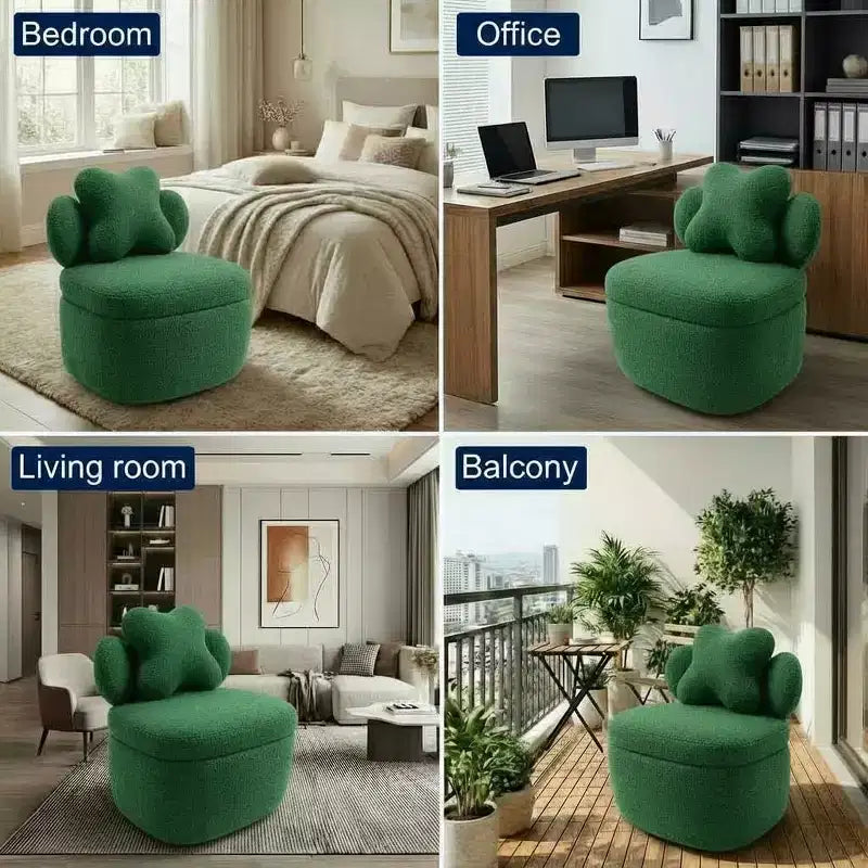 Fauteuil pivotant à 360° avec rangement dissimulé, fauteuil baquet ergonomique avec revêtement moelleux pour salon, chambre et bureau