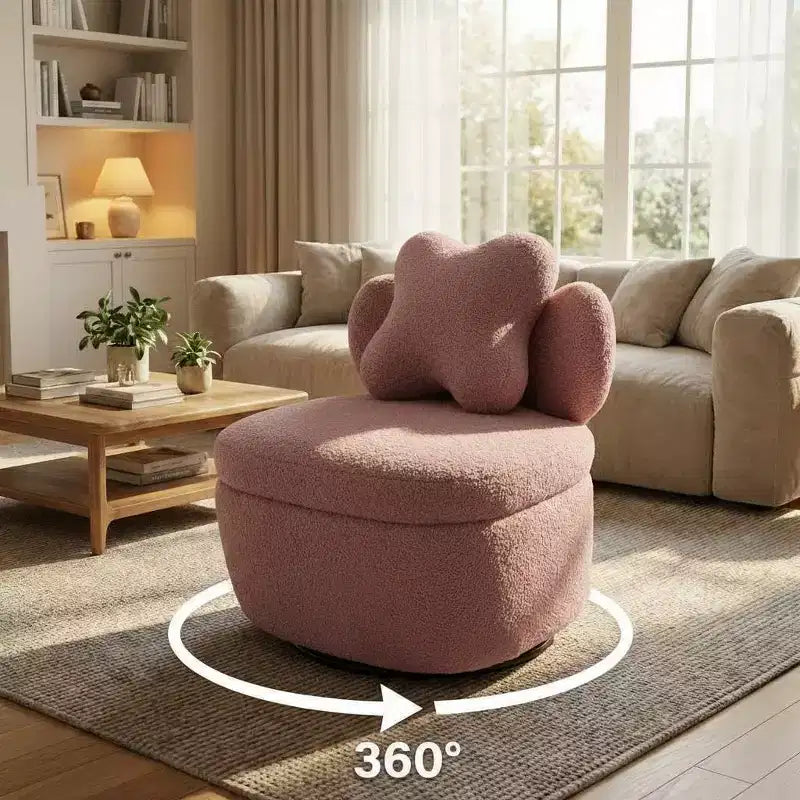 Fauteuil pivotant à 360° avec rangement dissimulé, fauteuil baquet ergonomique avec revêtement moelleux pour salon, chambre et bureau