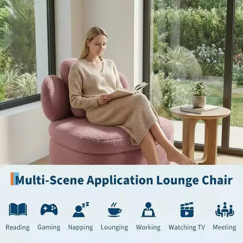 Fauteuil pivotant à 360° avec rangement dissimulé, fauteuil baquet ergonomique avec revêtement moelleux pour salon, chambre et bureau