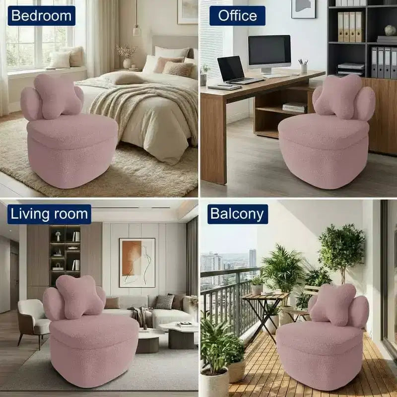 Fauteuil pivotant à 360° avec rangement dissimulé, fauteuil baquet ergonomique avec revêtement moelleux pour salon, chambre et bureau