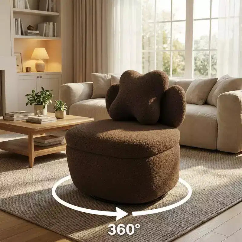 Fauteuil pivotant à 360° avec rangement dissimulé, fauteuil baquet ergonomique avec revêtement moelleux pour salon, chambre et bureau