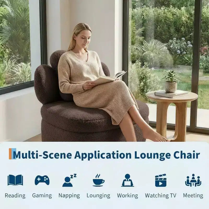 Fauteuil pivotant à 360° avec rangement dissimulé, fauteuil baquet ergonomique avec revêtement moelleux pour salon, chambre et bureau