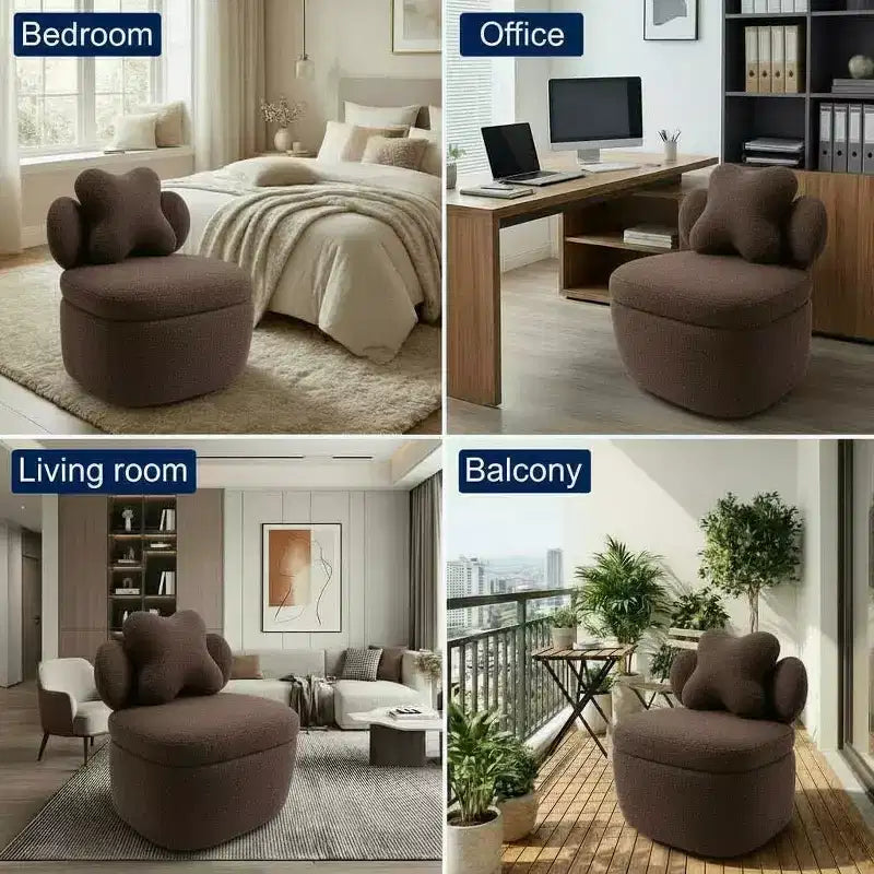 Fauteuil pivotant à 360° avec rangement dissimulé, fauteuil baquet ergonomique avec revêtement moelleux pour salon, chambre et bureau