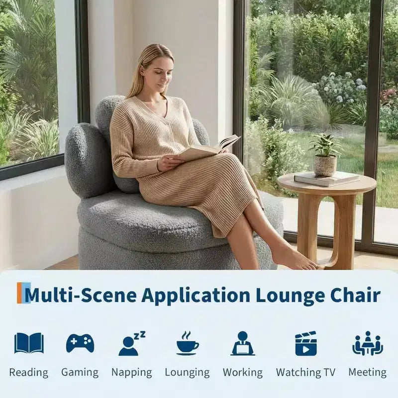 Fauteuil pivotant à 360° avec rangement dissimulé, fauteuil baquet ergonomique avec revêtement moelleux pour salon, chambre et bureau