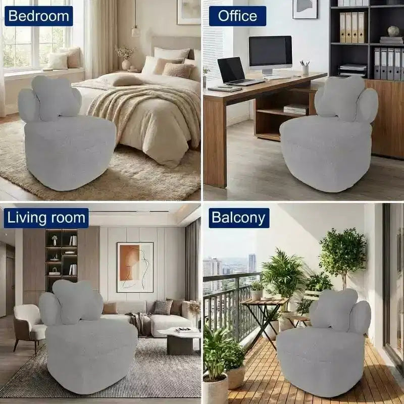 Fauteuil pivotant à 360° avec rangement dissimulé, fauteuil baquet ergonomique avec revêtement moelleux pour salon, chambre et bureau