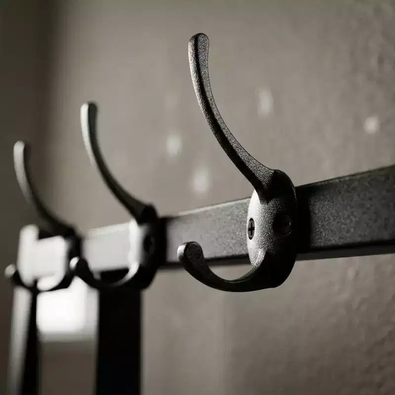 Porte-manteau avec miroir et meuble à chaussures, porte-manteau d'entrée industriel avec cadre en aluminium, organisateur d'entrée pour salon et chambre, marron rustique et noir