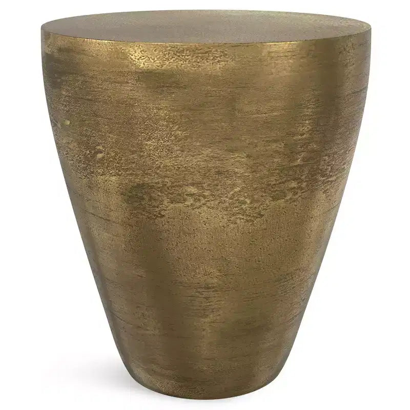McCoy Contemporary 17 inch Wide Cast Aluminum Side Table in Antique Brass, Fully Assembled