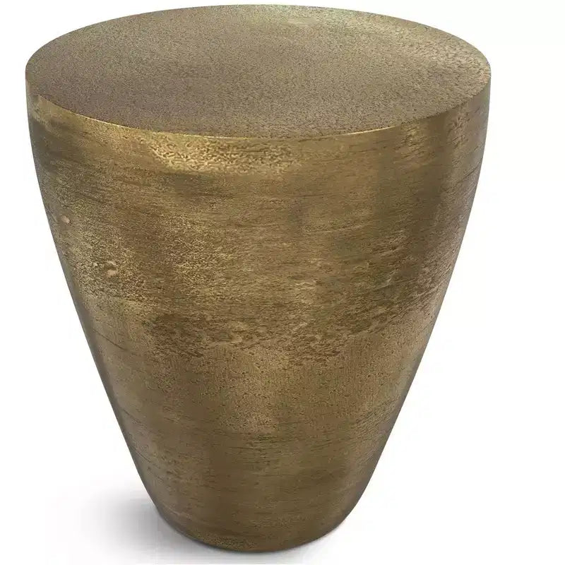 Table d'appoint contemporaine en aluminium moulé de 17 pouces de large, en laiton antique, entièrement assemblée