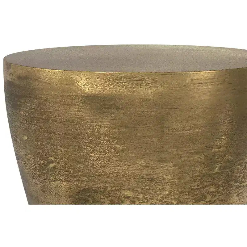 Table d'appoint contemporaine en aluminium moulé de 17 pouces de large, en laiton antique, entièrement assemblée