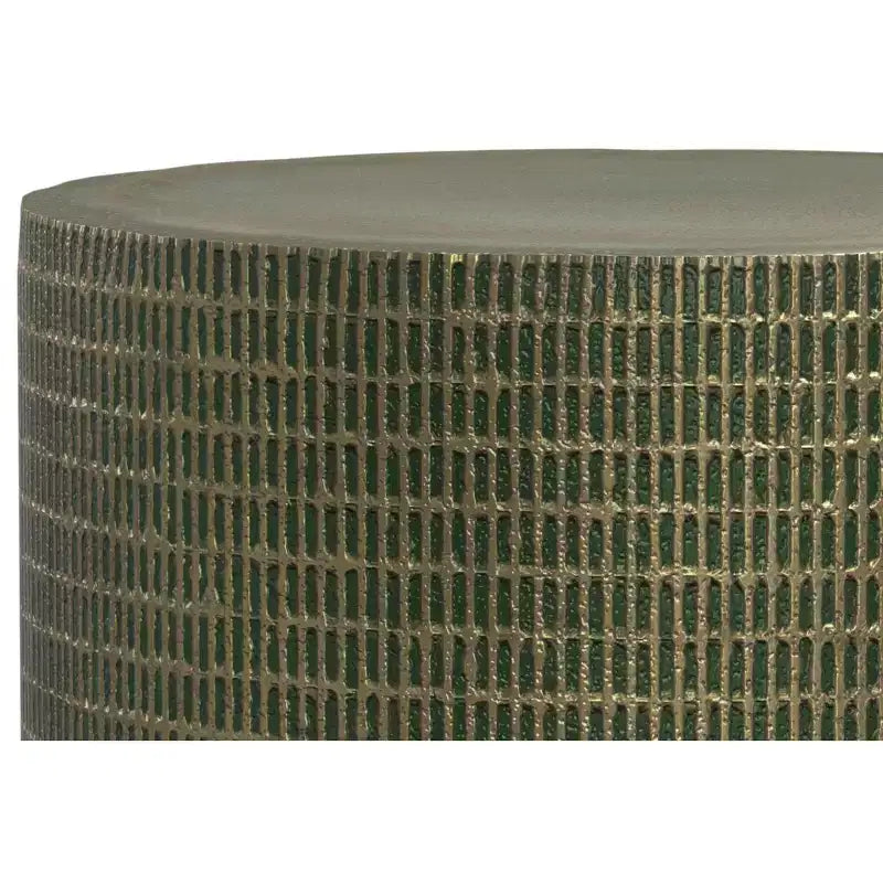 Table d'appoint moderne industrielle de 33 cm de large en fonte d'aluminium avec patine vert clair, entièrement assemblée