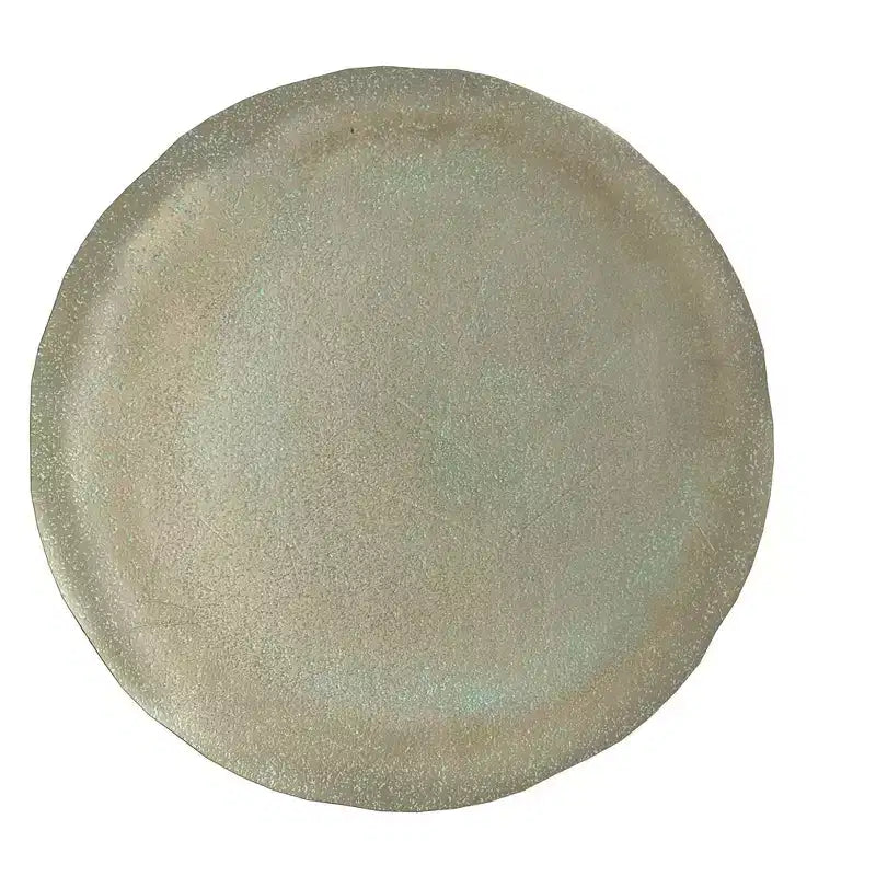 Table d'appoint moderne industrielle de 33 cm de large en fonte d'aluminium avec patine vert clair, entièrement assemblée