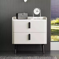 MAYEERTY Nightstand with 2 Drawers Marble Pattern Tablrtop for Bedroom White