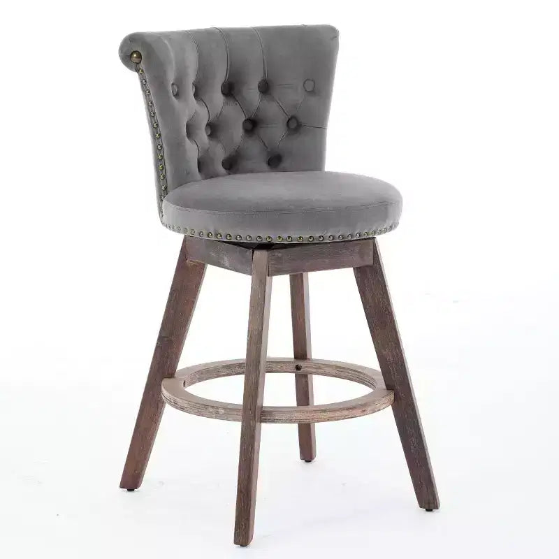 Lot de 2 tabourets de bar pivotants hauteur comptoir, hauteur d'assise 63,5 cm, tabourets de comptoir rembourrés avec pieds en bois pour îlot de cuisine ou bar à domicile - Panipeachy