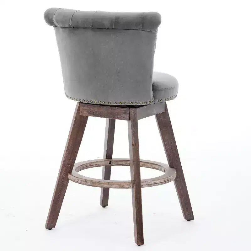 Lot de 2 tabourets de bar pivotants hauteur comptoir, hauteur d'assise 63,5 cm, tabourets de comptoir rembourrés avec pieds en bois pour îlot de cuisine ou bar à domicile - Panipeachy