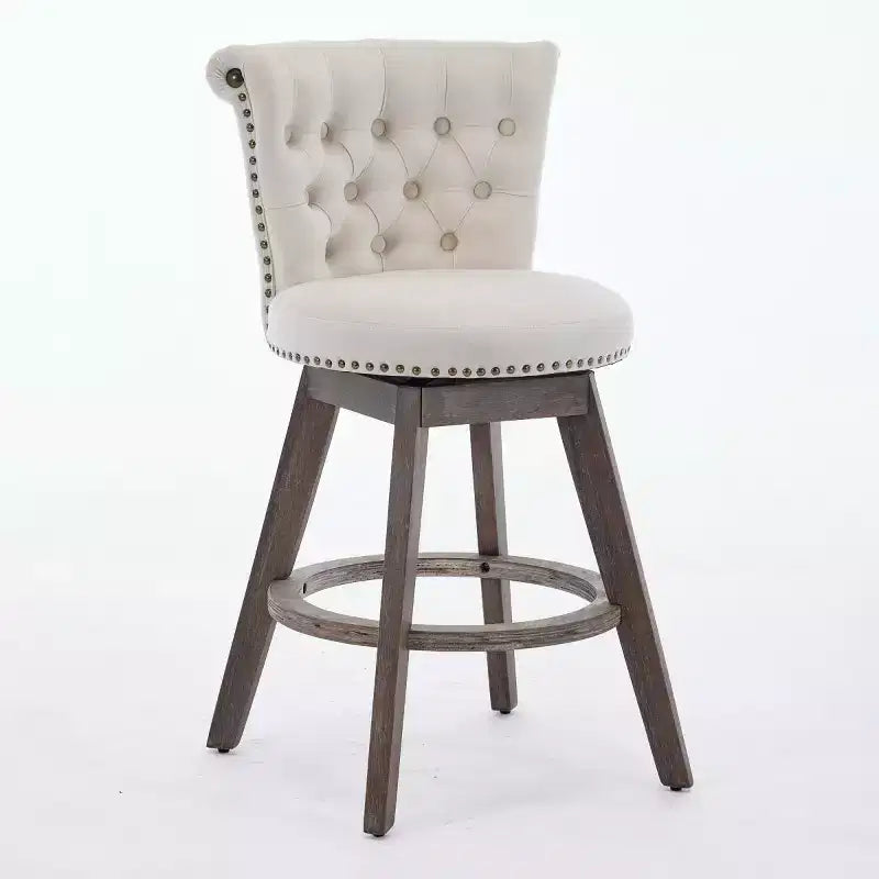 Lot de 2 tabourets de bar pivotants hauteur comptoir, hauteur d'assise 63,5 cm, tabourets de comptoir rembourrés avec pieds en bois pour îlot de cuisine ou bar à domicile - Panipeachy
