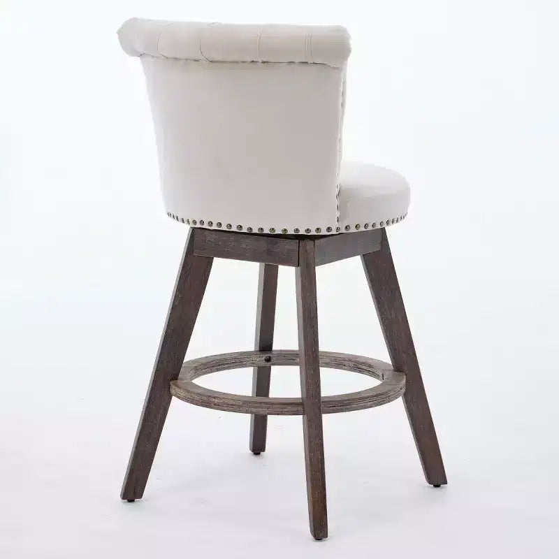 Lot de 2 tabourets de bar pivotants hauteur comptoir, hauteur d'assise 63,5 cm, tabourets de comptoir rembourrés avec pieds en bois pour îlot de cuisine ou bar à domicile - Panipeachy