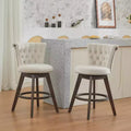 Set of 2 Swivel Counter Height Bar Stools, 25 Seat Height, Upholstered Counter Stools with Wood Legs for Kitchen Island or Home Bar-Panipeachy