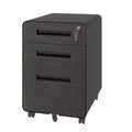VIYET 23 3-Drawer Mobile File Cabinet, Black Cold-Rolled Steel Lockable Under-Desk Cabinet (5-Wheel Anti-Tilting for A4/Legal/Letter Files)