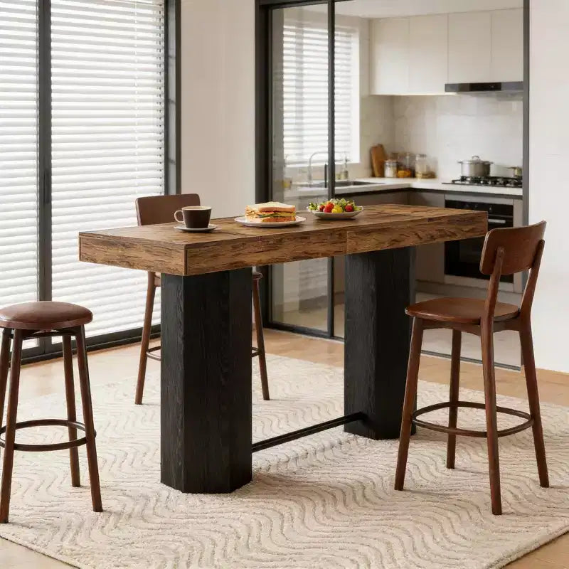 GDFStudio Joyce Modern 71 Woodgrain Bar Height Table