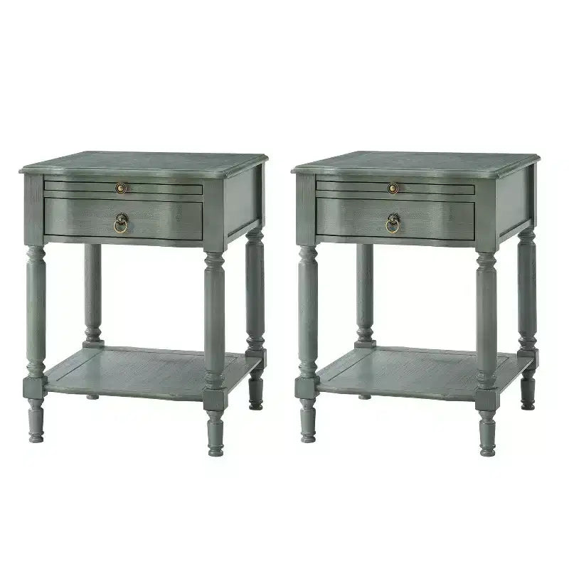 Alex 26 Tall 1 Drawer End Table Set of 2 with Built-in Charging Station|HULALA HOME