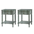 Alex 26 Tall 1 Drawer End Table Set of 2 with Built-in Charging Station|HULALA HOME