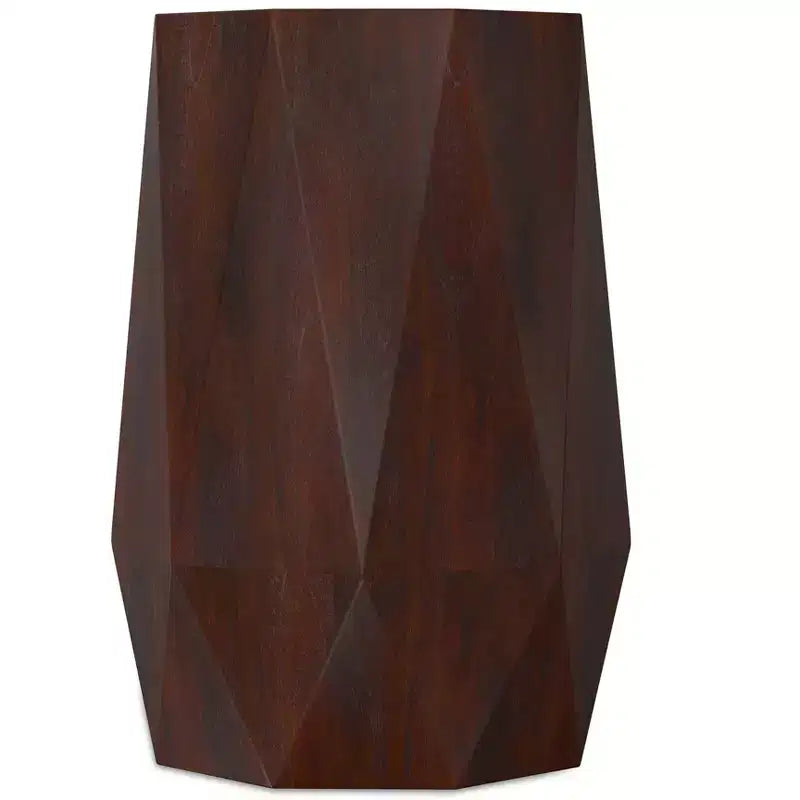 TABLE D'APPOINT CONTEMPORAINE, EN BOIS D'ACACIA MASSIF, POLYGONALE, 38 CM DE LARGE, ENTIÈREMENT ASSEMBLÉE