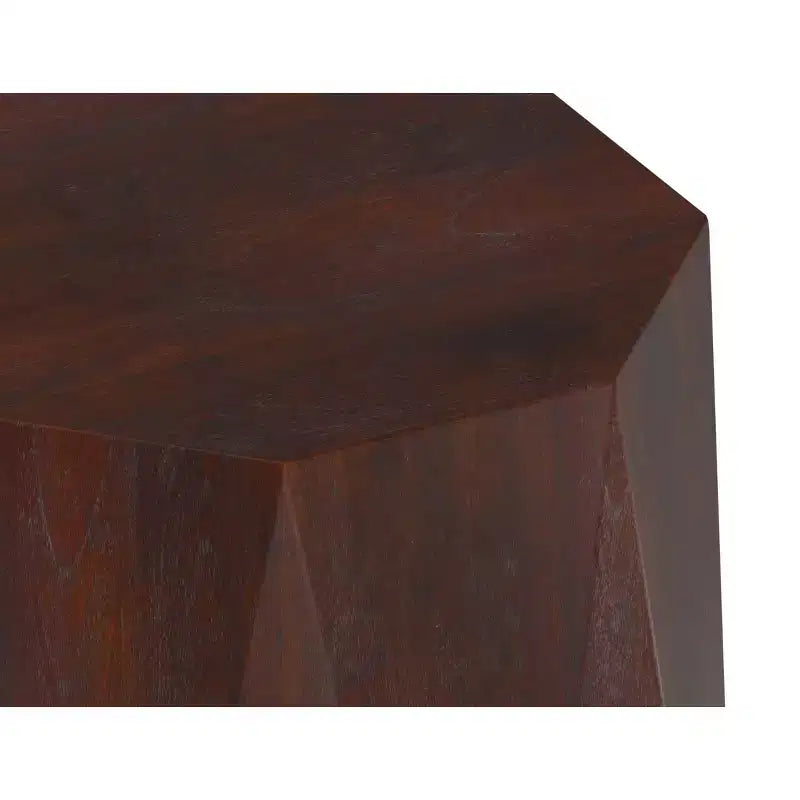 TABLE D'APPOINT CONTEMPORAINE, EN BOIS D'ACACIA MASSIF, POLYGONALE, 38 CM DE LARGE, ENTIÈREMENT ASSEMBLÉE