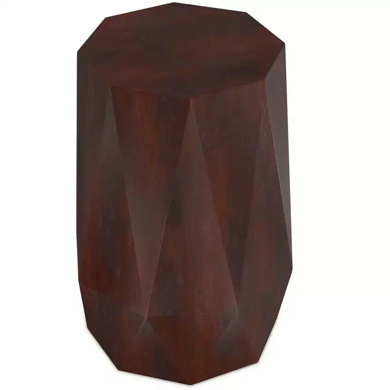 TABLE D'APPOINT CONTEMPORAINE, EN BOIS D'ACACIA MASSIF, POLYGONALE, 38 CM DE LARGE, ENTIÈREMENT ASSEMBLÉE