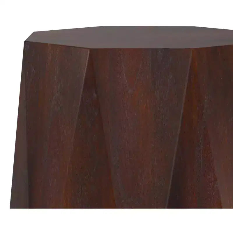 TABLE D'APPOINT CONTEMPORAINE, EN BOIS D'ACACIA MASSIF, POLYGONALE, 38 CM DE LARGE, ENTIÈREMENT ASSEMBLÉE