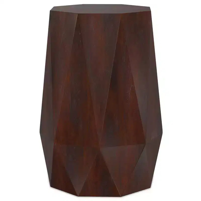 TABLE D'APPOINT CONTEMPORAINE, EN BOIS D'ACACIA MASSIF, POLYGONALE, 38 CM DE LARGE, ENTIÈREMENT ASSEMBLÉE
