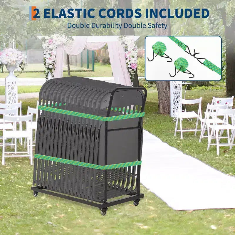 Support pour chaises pliantes, capacité de 136 kg, chariot vertical en L pour 25 chaises, diable de rangement en métal robuste pour chaises