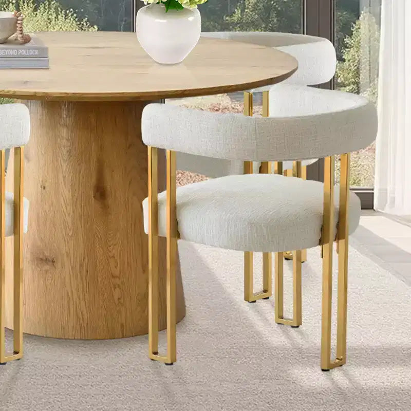 Ensemble de salle à manger extensible 47-83 pour 4 personnes, table en bois naturel et 4 chaises en chenille avec pieds en métal, idéal pour la cuisine-Panipeachy