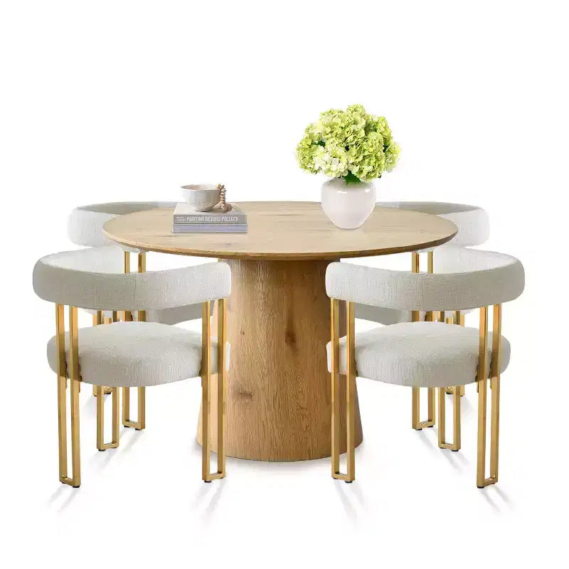 Ensemble de salle à manger extensible 47-83 pour 4 personnes, table en bois naturel et 4 chaises en chenille avec pieds en métal, idéal pour la cuisine-Panipeachy