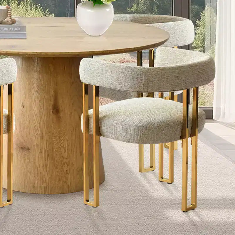 Ensemble de salle à manger extensible 47-83 pour 4 personnes, table en bois naturel et 4 chaises en chenille avec pieds en métal, idéal pour la cuisine-Panipeachy