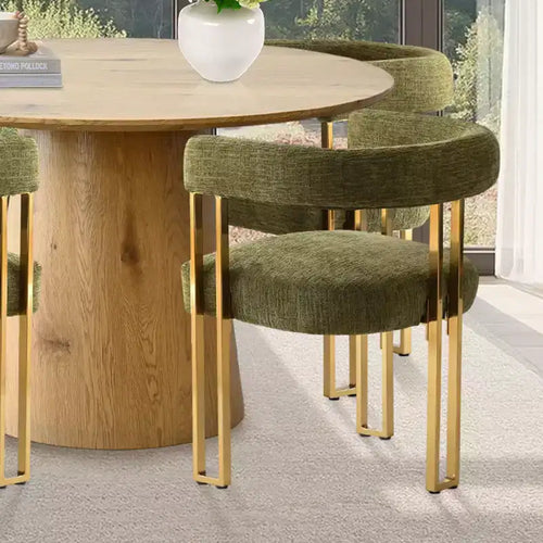 Ensemble de salle à manger extensible 47-83 pour 4 personnes, table en bois naturel et 4 chaises en chenille avec pieds en métal, idéal pour la cuisine-Panipeachy