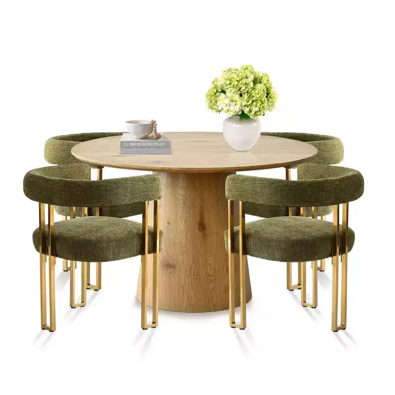 Ensemble de salle à manger extensible 47-83 pour 4 personnes, table en bois naturel et 4 chaises en chenille avec pieds en métal, idéal pour la cuisine-Panipeachy