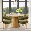 47-83 Extendable Dining Table Set for 4, Natural Wood-Tone Table and 4 Chenille Chairs with Metal Legs, Ideal for Kitchen-Panipeachy