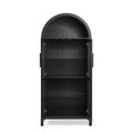 HomeRoots 30 Black Wood Oval Accent Cabinet With Two Doors