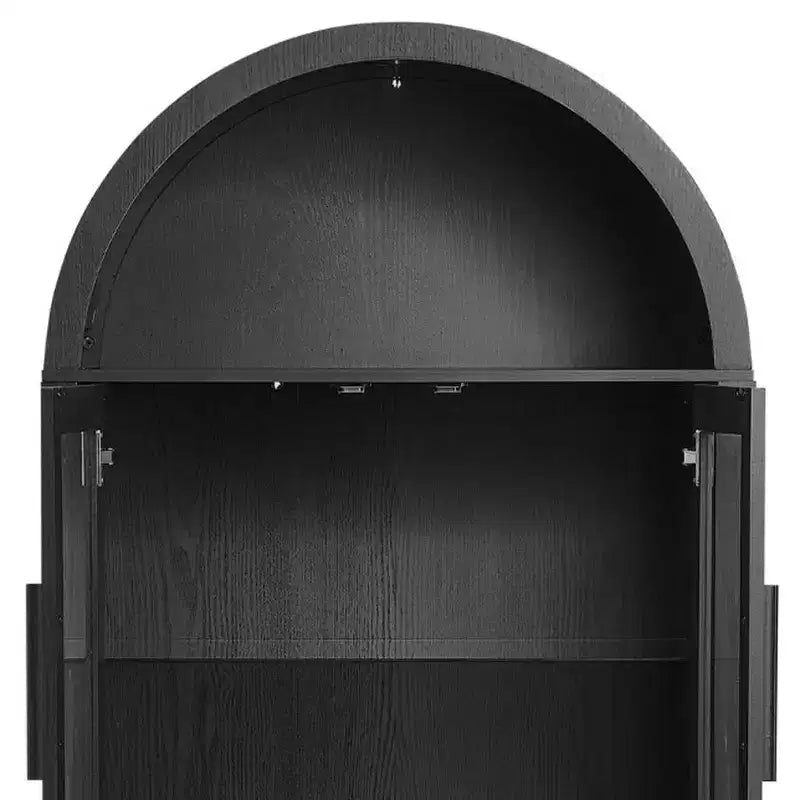 Meuble d'appoint ovale en bois noir avec deux portes (30 po)