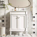 JVNOXK 24-inch Single-Basin Vanity Cabinet with Sink, Double-Tier Modern Bathroom Storage Cabinet, Large-Capacity Storage Shelf, White