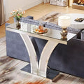Lantine Mirrored Console Table, Modern Silver Entryway Sofa Table with Crystal Inlay Frames for Living Room, Hallway, Foyer