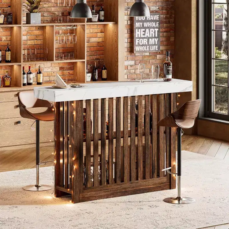 Table de bar de 160 cm de hauteur avec étagères de rangement à 2 niveaux, table à manger industrielle moderne pour restaurant, bistrot, salle à manger