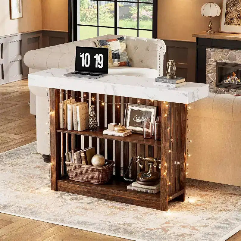 Table de bar de 160 cm de hauteur avec étagères de rangement à 2 niveaux, table à manger industrielle moderne pour restaurant, bistrot, salle à manger