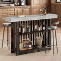 63 Counter Height Bar Table with 2-Tier Storage Shelves, Modern Industrial Dining Table for Restaurant, Bistro, Dining Room