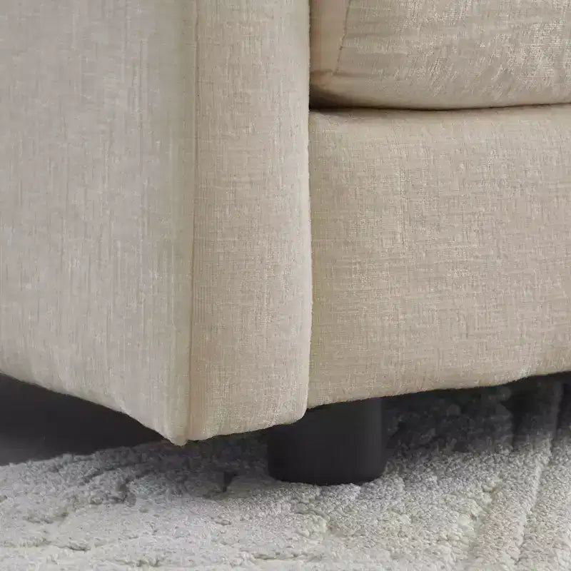 Canapé en U confortable avec méridienne réversible, grand canapé sectionnel en U modulaire avec pouf pour salon, beige