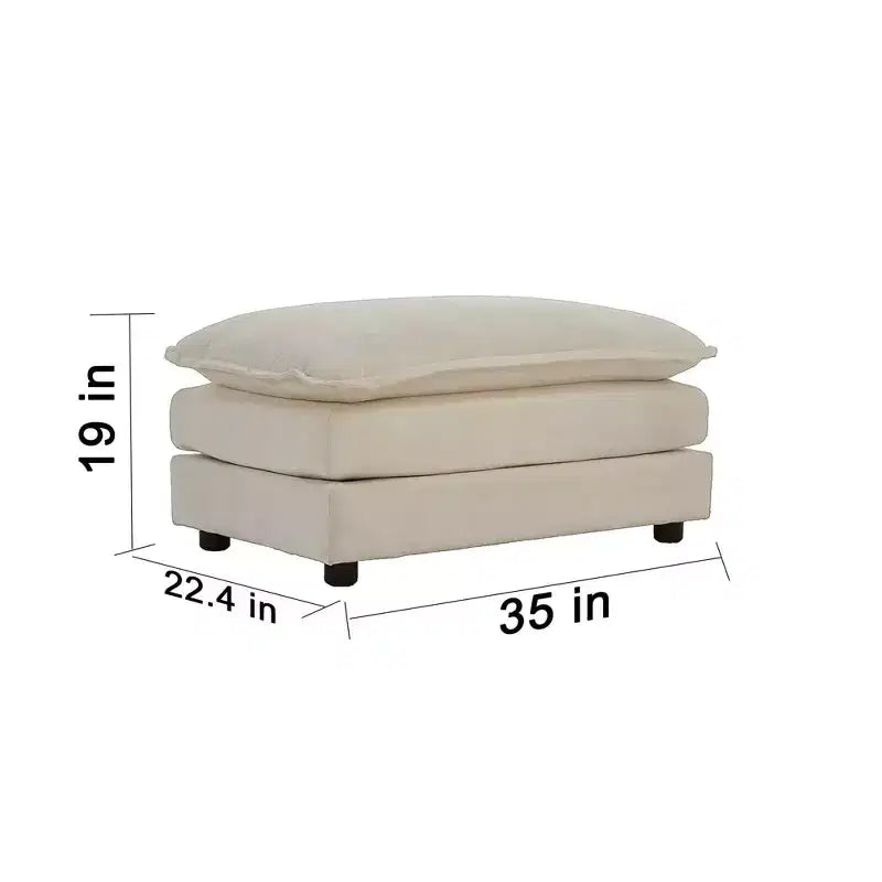Canapé en U confortable avec méridienne réversible, grand canapé sectionnel en U modulaire avec pouf pour salon, beige